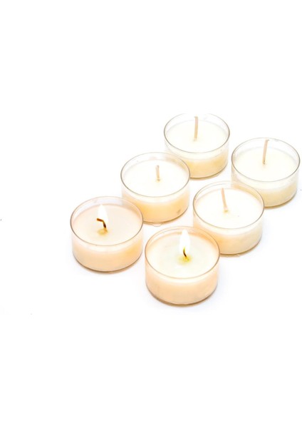 6&apos;lı Yasemin Sandal Kokulu Bitkisel Tealıght Mum Seti