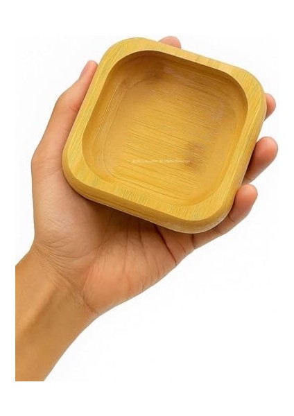 6’lı Kare Sunum ve Servis Kase Seti –%100 Doğal Bambu, 9x9 cm