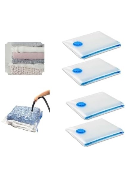 Tarix Vakumlu Hurç, Dolap Düzenleyici,valiz Düzenleyici,elbise Saklama Poşeti, 60X80CM 4&apos;lü Set, (Large)