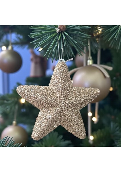 Yılbaşı Ağaç Süsü 15CM Yıldız Şampanya AST7216