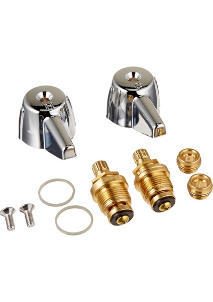 39674E 2 Kulplu Lavabo Bataryası Kiti, Gövdeli ve Koltuklu Merkezi Pirinç Için, Krom