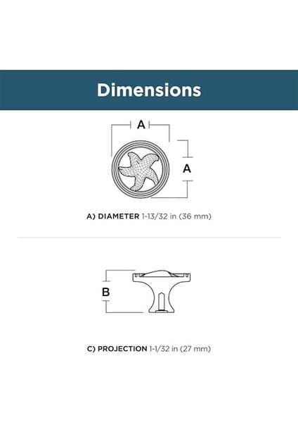 Pirinç PBF657-BSP-C1 35 mm Deniz Yıldızı Mutfak Donanım-Dolap Tokmak, PBF657-BSP-C1 modelleri