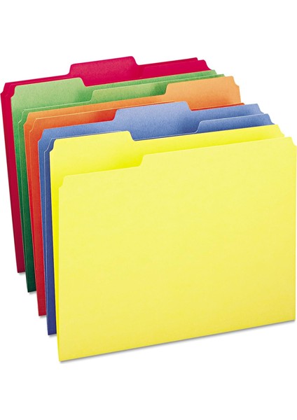 Renkli Dosya Klasörü, 1/3 Kesim, Mektup Boyutu, Farklı Ana Renkler, Kutu Başına 100 (11943)