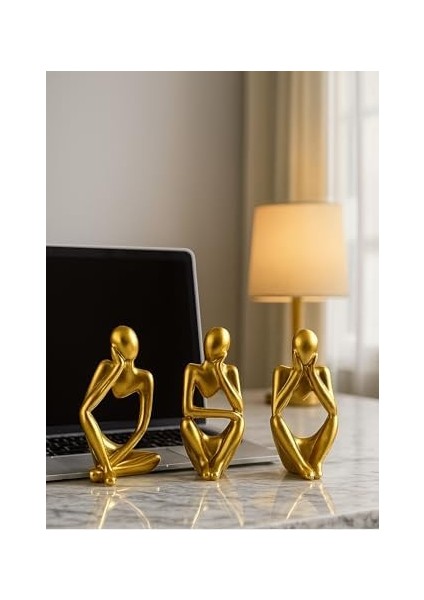 Ev & Ofis Dekoru – 3’lü Insan Figürü Seti | El Yapımı Minimalist Heykel Takımı