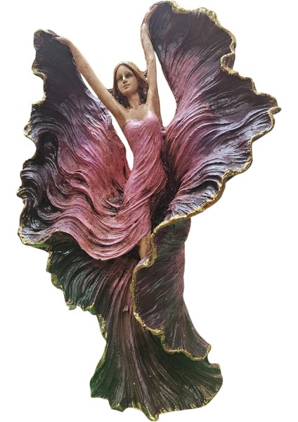 Mdk2-Zarif Dans Eden Kadın Heykeli, Mor ve Altın Rengi Reçine Biblo, Ev ve Ofis Dekoru Için Hediyelik Sanatsal Figür | Dekormıx fiyatları