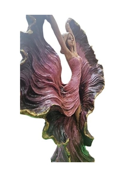 Mdk2-Zarif Dans Eden Kadın Heykeli, Mor ve Altın Rengi Reçine Biblo, Ev ve Ofis Dekoru Için Hediyelik Sanatsal Figür | Dekormıx modelleri