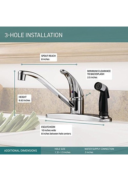 Entegre Yan Püskürtücülü Tek Kolu Evye Bataryası, Krom P114LF