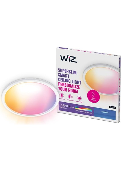 Wiz Superslim 22W Beyaz Sıva Üstü Rgb Akıllı LED Yuvarlak Panel Tavan Armatürü 42 cm Çapında 2600 Lumen fiyatları