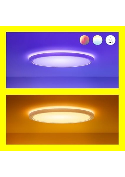 Wiz Superslim 22W Beyaz Sıva Üstü Rgb Akıllı LED Yuvarlak Panel Tavan Armatürü 42 cm Çapında 2600 Lumen modelleri
