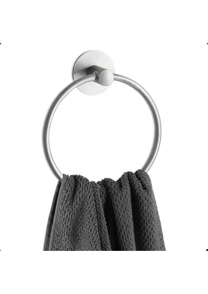 Yapışkanlı Havlu Halkası, Deliksiz Montaj, Paslanmaz Çelik Yapı, Şık ve Modern Tasarım, Mutfak ve Banyo Için Pratik Havlu Askısı
