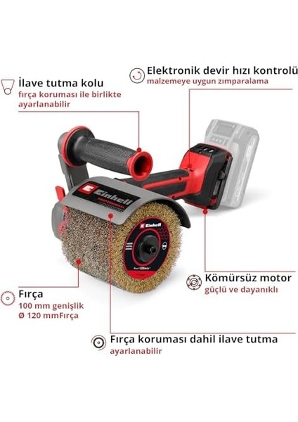 Professional Akülü Eksantirik Zımpara Tp-Br 18/32 Li Bl-Solo Power X- (18 V, Kömürsüz, Maks. 3200 D/dak, Ø 120 mm Fırçalar Için, Pirinç Tel Fırça Dahil, Akü Dahil Değildir)