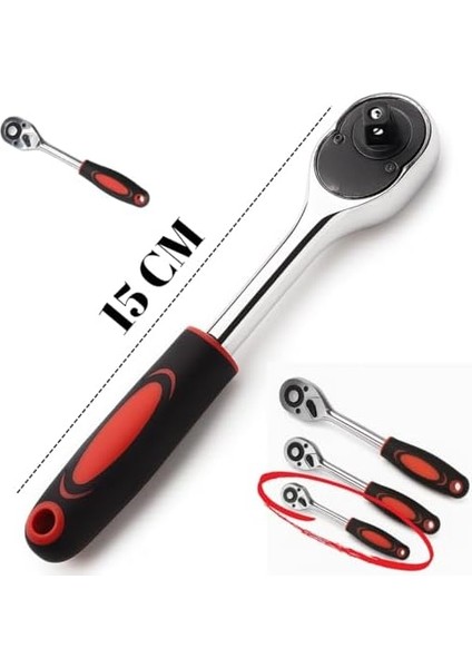 25 cm Cırcırlı Lokma Kolu – Krom Vanadyum Çelik Profesyonel Ratchet Anahtar, Sağ-Sol Yön Değiştirilebilir, Ergonomik Kaymaz Kauçuk Saplı Lokma Kol (15 Cm) fiyatları
