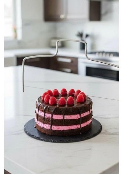 Profesyonel Paslanmaz Çelik Pasta Kesici – 2 Katlı Pasta ve Kek Için Ayarlanabilir Kesme Aparatı, Düzgün Dilimleme Aracı