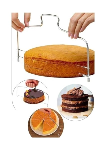 Profesyonel Paslanmaz Çelik Pasta Kesici – 2 Katlı Pasta ve Kek Için Ayarlanabilir Kesme Aparatı, Düzgün Dilimleme Aracı modelleri