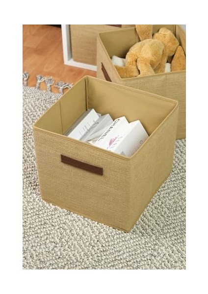100% Jüt Kapaksız Dolap Içi Çamaşır Oyuncak Düzenleyici Katlanır Saklama Kutusu 30X30X30