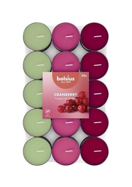 Kokulu Tealight Mum, Kızılcık Kokulu, Karışık Renkli, 30&apos;lu Paket, 3,5 Saatlik Yanma Süresi - Ev Mumu - Iç Dekorasyon - Doğal Özler - Doğal Vegan Içerir - Yağı Içermez fiyatları