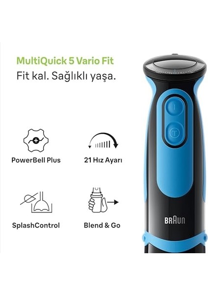 Multiquick 5 El Blenderi MQ5252BK Stgo2, Siyah/mavi