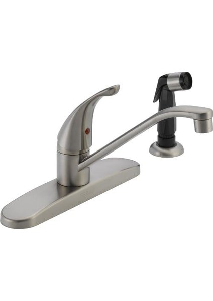 Yan Püskürtücülü Tek Saplı Mutfak Lavabo Bataryası, Paslanmaz P115LF-SS