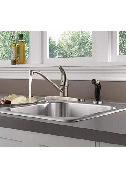 Yan Püskürtücülü Tek Saplı Mutfak Lavabo Bataryası, Paslanmaz P115LF-SS fiyatları