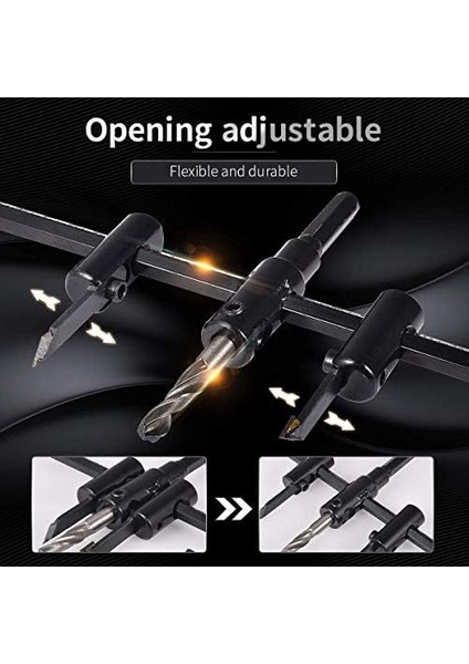 Ayarlanabilir Alçı Panç Delme Aparatı – 2 Bıçaklı Daire Testeresi – 30MM-200MM Delik Açma – Matkap Ucu ve Anahtar Dahil modelleri