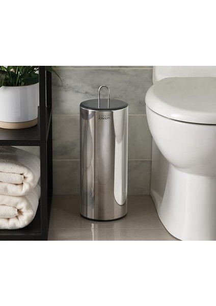 Easystore Luxe Paslanmaz Çelik Gizli Tuvalet Kağıdı Tutacağı, Kapaklı Stand, 3 Ruloya Kadar Hods