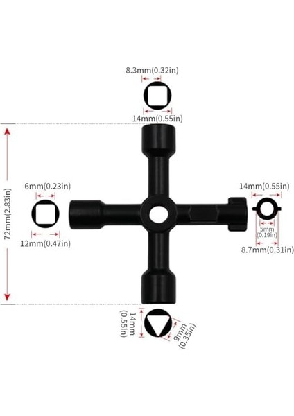 Metre Kutusu Anahtarı, 2&apos;li Paket 4 Fonksiyonlu Çok Amaçlı Anahtar, Elektrik Kabini Anahtarı, 4 Yönlü Çok Fonksiyonlu Elektrik Dolabı Açma Anahtarı fiyatları