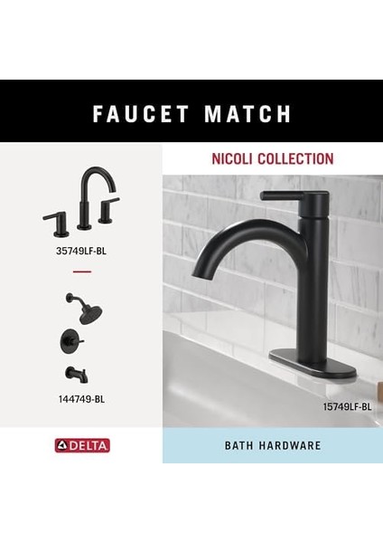 Delta Faucet NIC46-MB Nicoli Duvara Monte Kare Kapalı Havlu Halkası Banyo Donanımı Aksesuarı Mat Siyah modelleri