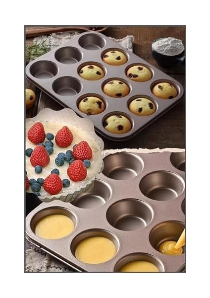 Xesha Muffin Kalıbı 12 Bölmeli Tartolet Kalıbı 12 Li Kek Kalıbı Çok Amaçlı Kalıp