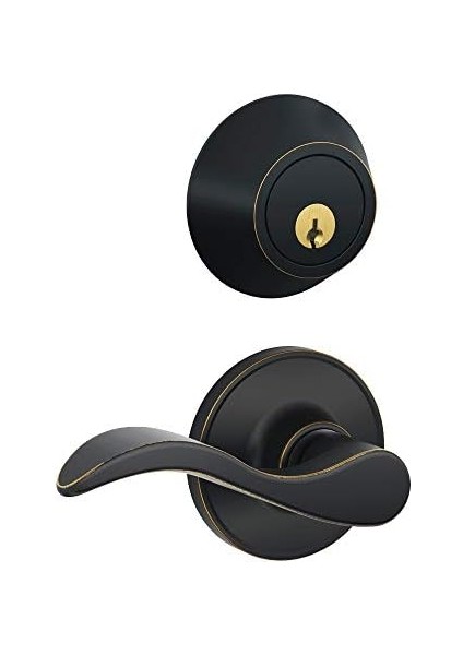 JC60 V Sev 716 Tek Silindir Anahtarlı Giriş Kilidi Sürgüsü, Eskitilmiş Bronz