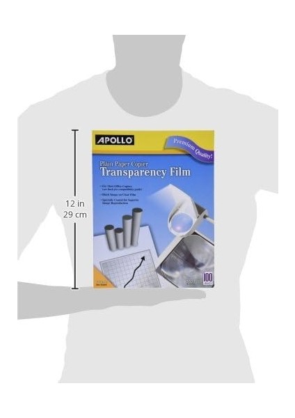 Apollo Fotokopi Makinesi Için Şeffaf Folyo, Şeffaf Üzerine Siyah, 100 Adet fiyatları