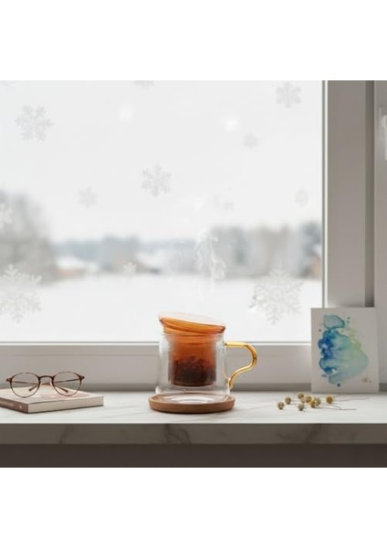 Borosilikat Cam Bitki Çayı Demleme Kupası | Cam Süzgeçli ve Cam Kapaklı Fincan | 350 ml | Tek Kişilik Çay Bardağı (Tombul Uzun Rengi) fiyatları
