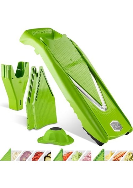 Börner V5 Powerline Sebze Dilimleme Makinesi Başlangıç Seti (6 Adet) • Meyve ve Sebzeler Için Sebze Kesici (V-Planer) + Meyve Tutucu + Kutulu Raflar • 4 Kesme Katmanı