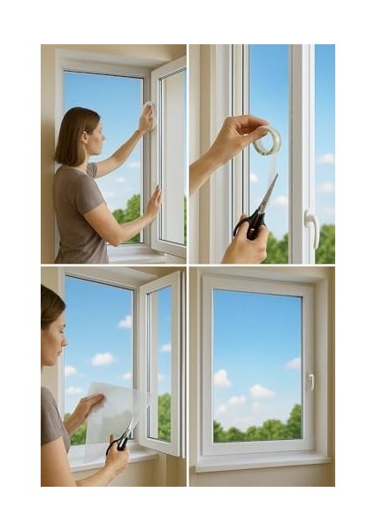 Çift Kanat Pratik Sineklik, 1,25 m x 1.5 m Tül, Kapı & Pencere Uyumlu, 5,5 M Yapıştırma Bantlı (4 Adet) modelleri