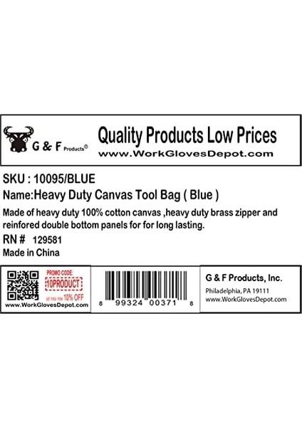 Mechanics Tool Bag W/ Zipper, Mavi, 10095 modelleri