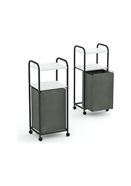 Dehalimited 2 Raflı Frenli Tekerlekli Çamaşır Sepeti Dolabı Kirli Sepetli Düzenleyici Çamaşırlık Beyaz, Dehalimited fiyatları