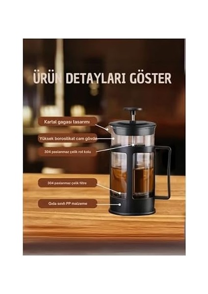 French Bitki Çayı, Kahve Pressi Plastik 600 ml modelleri