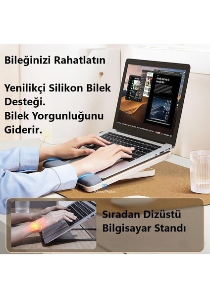 Taşınabilir Dizüstü Bilgisayar Standı Bilek Koruma Pedli Aayarlanabilir Yükseklik Kaymaz Padli Dizüstü Bilgisayar Standı/tablet/kitap ve Çizim Tabletleri ile Uyumludur