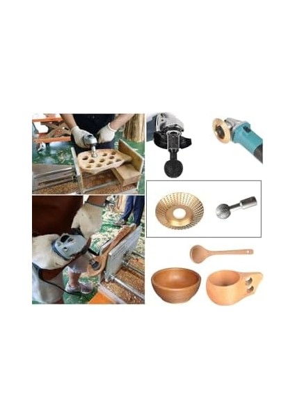 Kuksa Bardak Ahşap Kase Kaşık Oyma Ağaç Işleme Alet Seti Avuç Taşlama Uyumlu Disk Küre Törpü modelleri