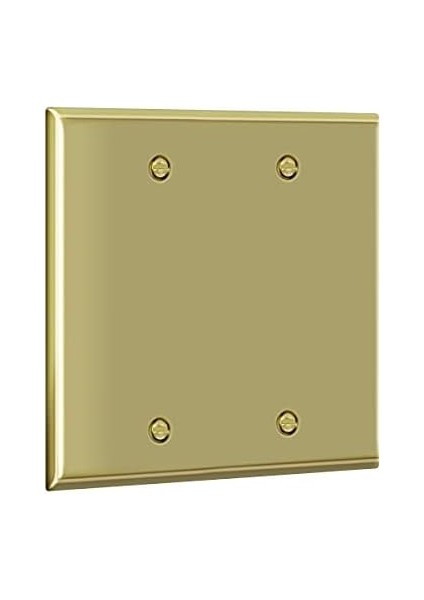 Boş Cihaz Metal Duvar Plakası, Paslanmaz Çelik Korozyona Dayanıklı, Boyut 2-Gang 4.5" x 4.5", Paslanmaz Çelik 201, 7702-PB, Parlak Pirinç, Altın