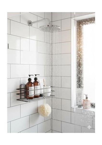 Yapışkanlı Siyah Banyo ve Mutfak Rafı – Tek Katlı Düz Şampuanlık ve Baharatlık, Delmeden Montaj, Matkap Vida Gerektirmeyen Su Geçirmez Duvar Organizeri (2 Adet) modelleri