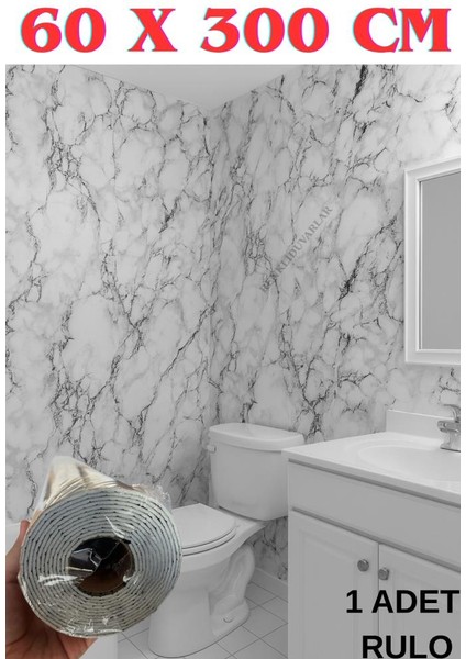 60CMX300CM Tek Parça Yapışkanlı Rulo Mermer Desenli Duvar Paneli Kağıdı Silinebilir TX-015-MAXİ