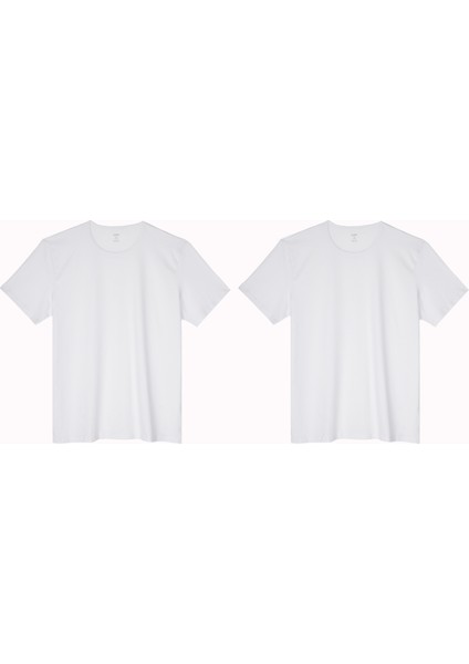 Büyük Beden Sıfır O Yaka Doğal Pamuklu Azo Test Onaylı 2li Erkek Tişört Atlet