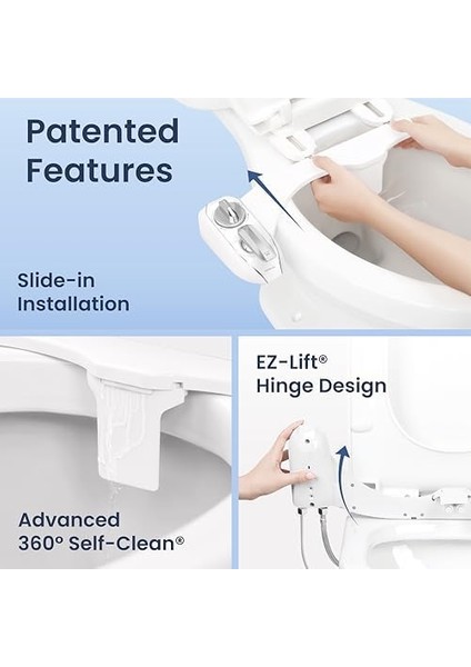 Bidet Neo 320 Plus – Yeni Nesil Su Bide Klozet Kapağı Eklentisi, Yenilikçi Ez-Kaldırma Menteşeleri, Çift Nozullu ve 360° Kendini Temizleme Modu (Beyaz) modelleri