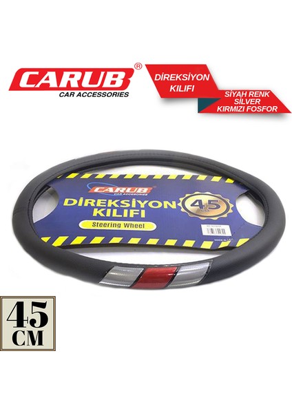 carub direksiyon kılıfı 45 cm siyah silv.kırmızı fosf