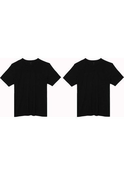 Büyük Beden Sıfır O Yaka Doğal Pamuklu Azo Test Onaylı 2li Erkek Tişört Atlet