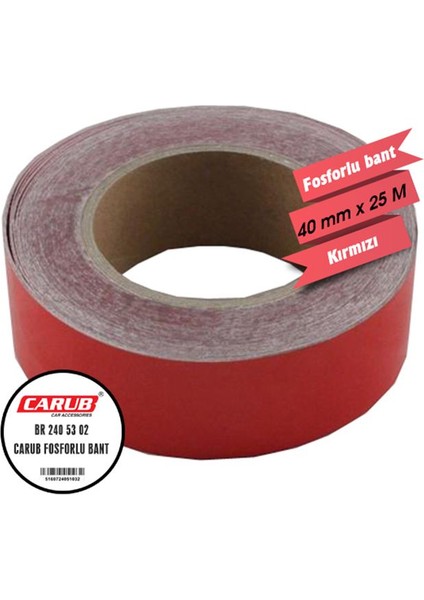 carub fosforlu bant kırmızı 4 cm x 25 mt