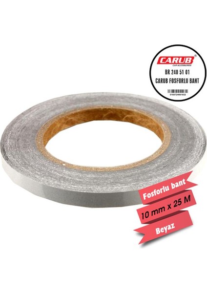 carub fosforlu bant beyaz 1 cm x 25 mt