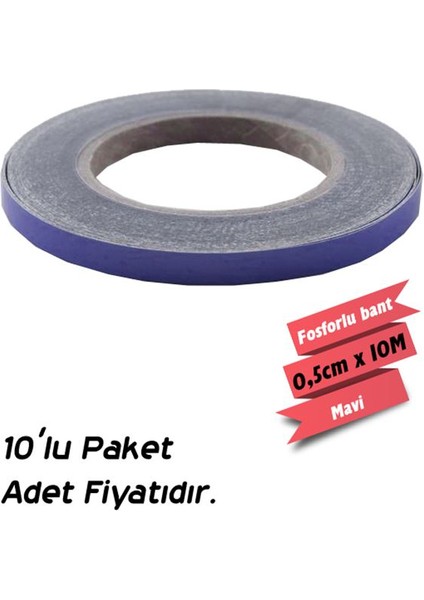 carub fosforlu bant mavi 0,5 cm x 10 mt