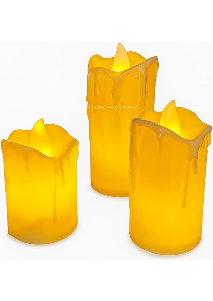 3’lü Farklı Boylarda LED Mum Işık Dekoratif Elektronik Mum Seti Kokusu Olmayan Enerji Tasarruflu Gece Lambası Ev Dekorasyonu Için