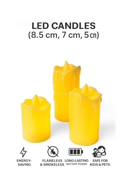 3’lü Farklı Boylarda LED Mum Işık Dekoratif Elektronik Mum Seti Kokusu Olmayan Enerji Tasarruflu Gece Lambası Ev Dekorasyonu Için fiyatları